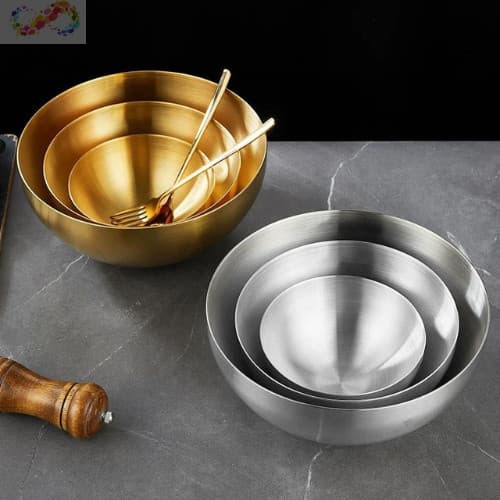 Tigela Bowl em Aço Inoxidável Dourado Multiuso – Para Salada, Frutas e Cozinha