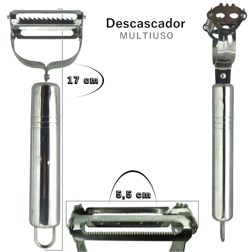 Descascador de Legumes e Frutas Dupla Lâmina Móvel 2 em 1 - em Metal com excelente corte!