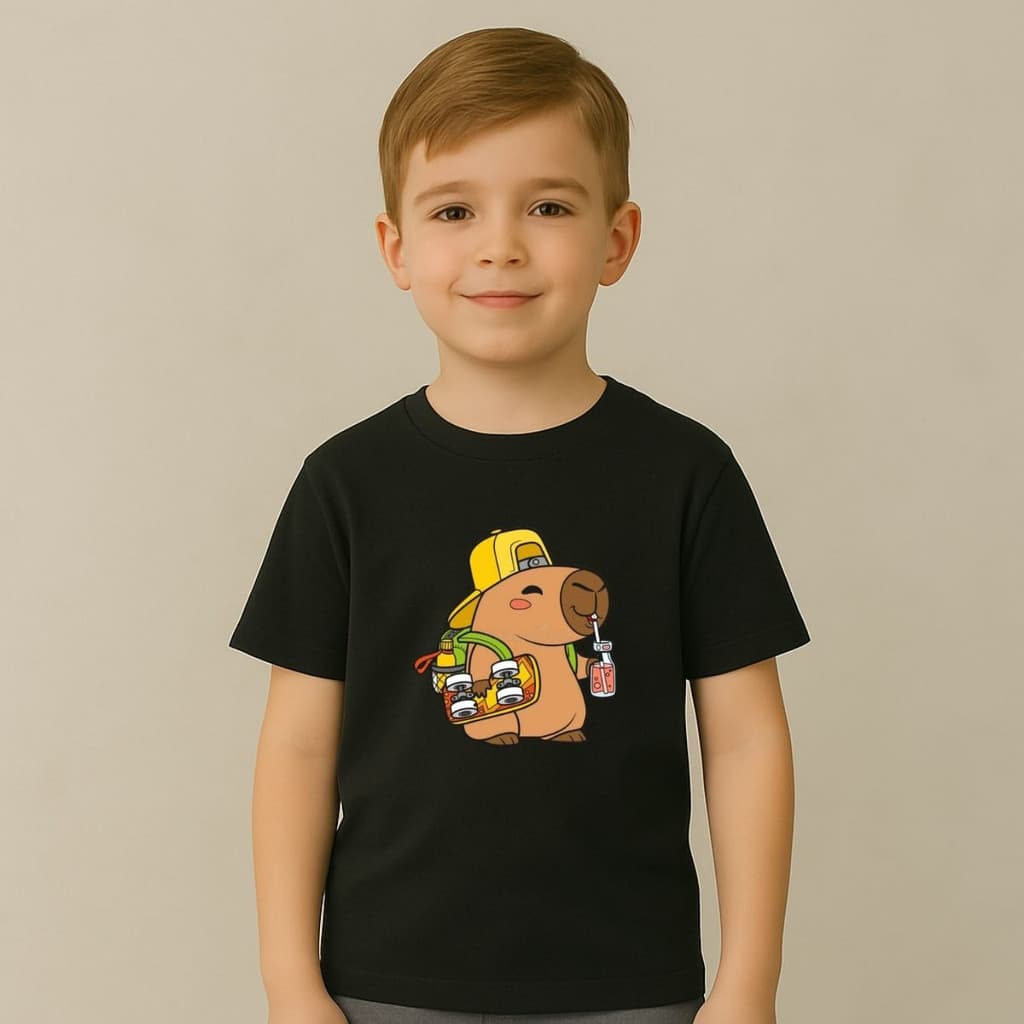 Camiseta Básica Algodão Capybara Skate Unissex Dia Dia