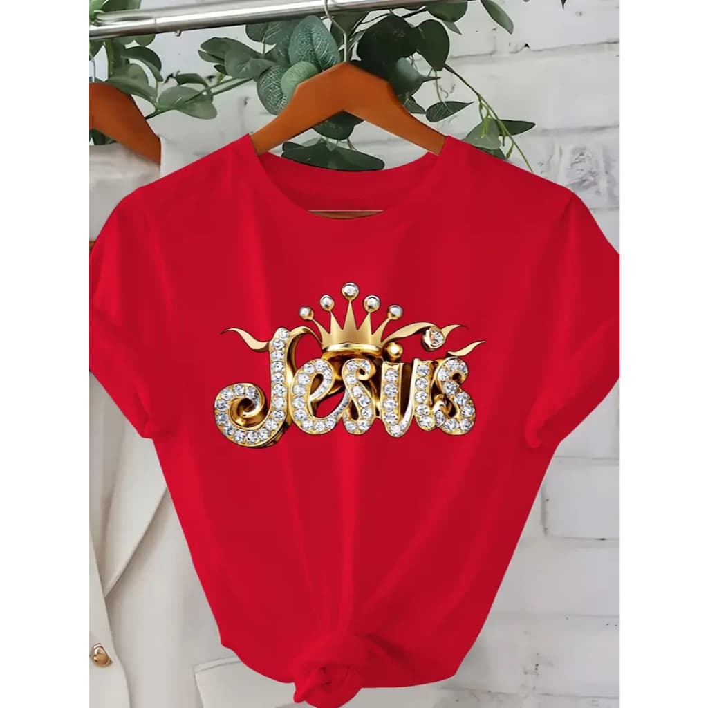 Camiseta Unissex - Jesus Com Coroa Dourada - 100% Algodão - Raquelli Store