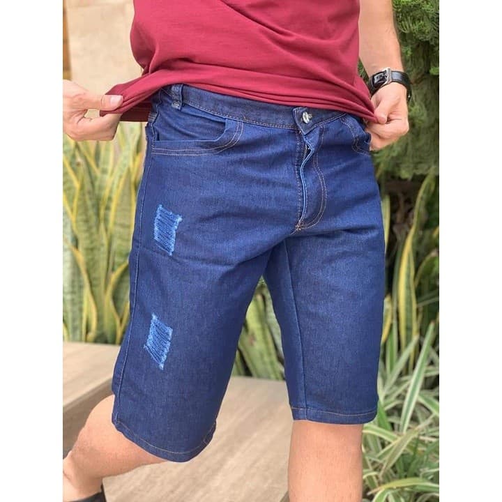 Kit com 5 Bermudas Calçao Jeans Masculino Adulto Basica 2% de Lycra
