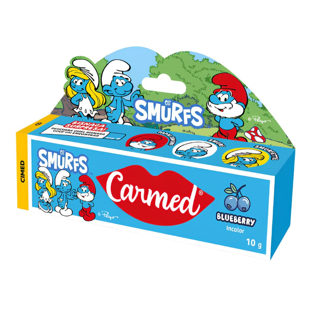 Hidratante Labial Carmed Smurfs Surpresa, Smurfette, Papai Smurfs Incolor 10g - Edição Limitada