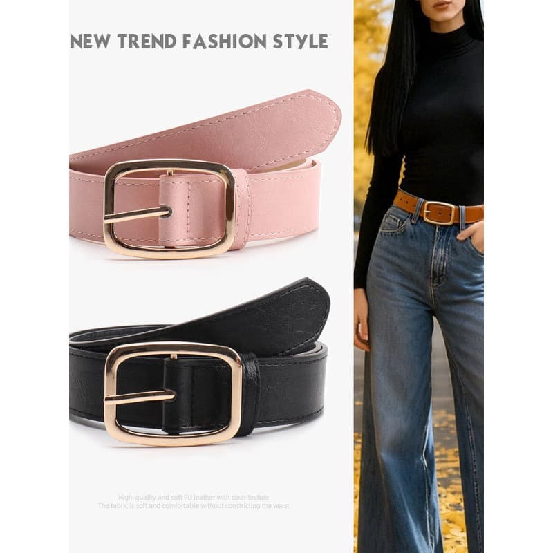 Coreano simples All-Match senhoras cinto acessórios rosa fivela de ouro combinando Jeans decorativo cinto pino fivela ci