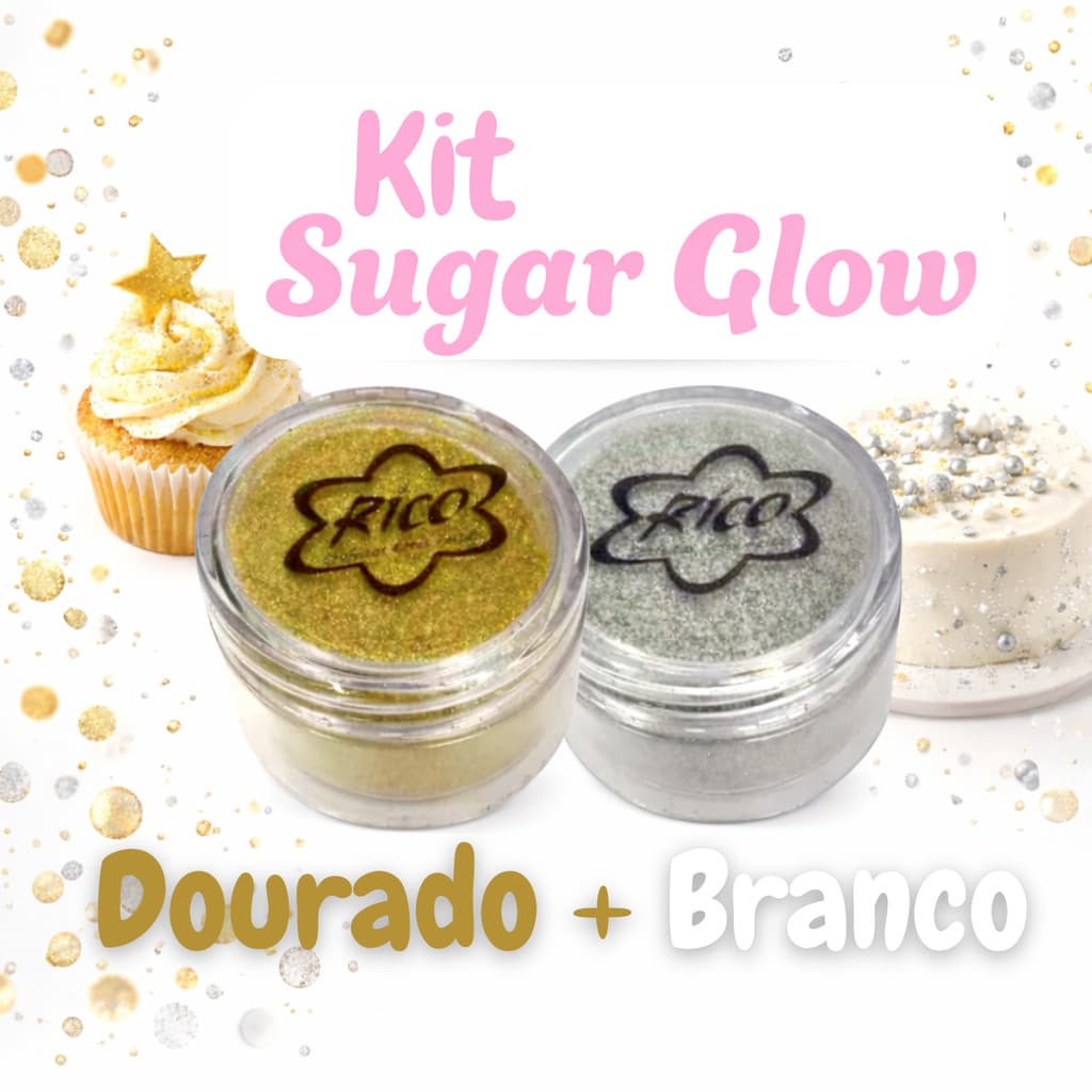 kit 2 sugar glow Branco e DouradoPara Decoração de bolos e doces 5-10 gramas