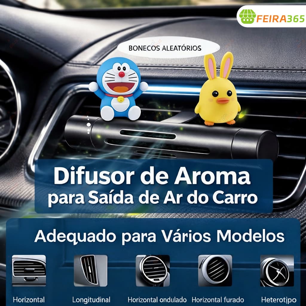 Clipe de Aromaterapia para Carro - Aromatizador para Ar Condicionado, Perfume e Purificador de Ar
