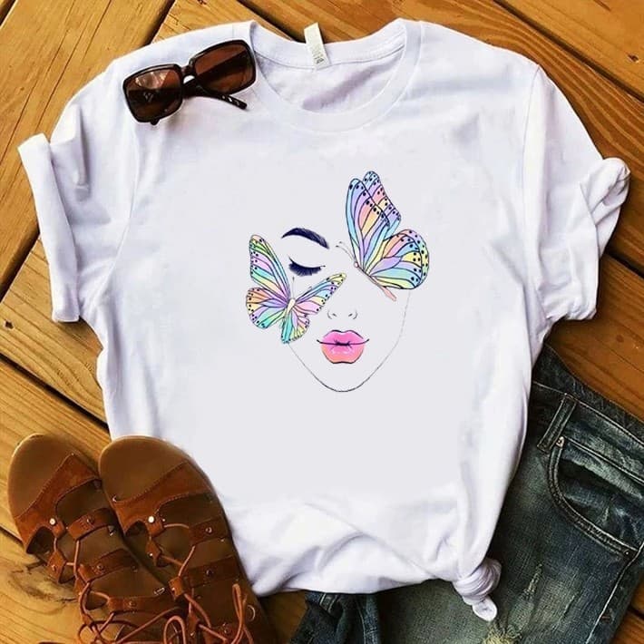 camisa Camiseta T-shirt Feminina Blusa Baby Look Borboleta Evangélica Gospel Cristã Jesus Deus cod 18