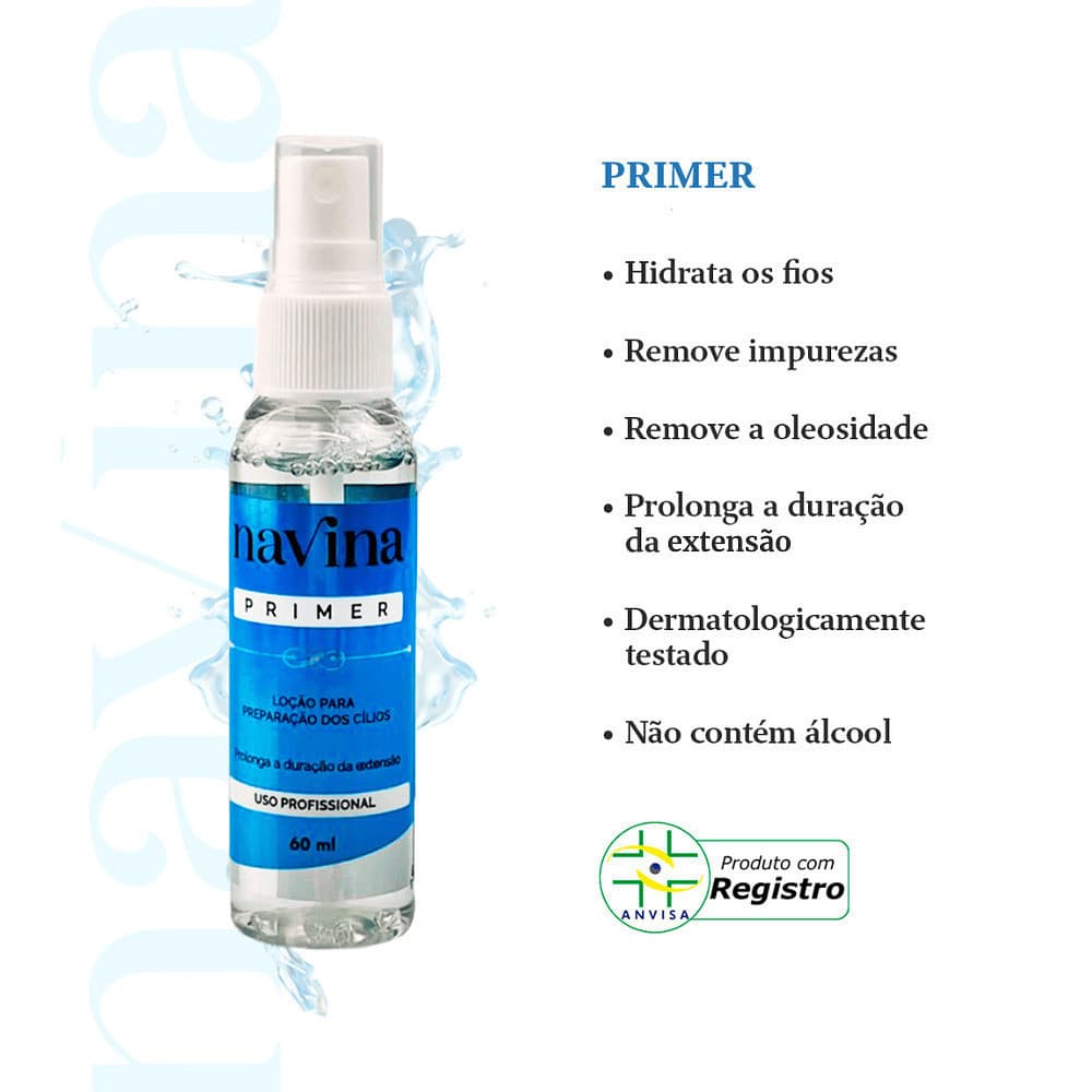 Primer Navina 60ml Para Extensão De Cílios Prolonga A Duração Da Extensão