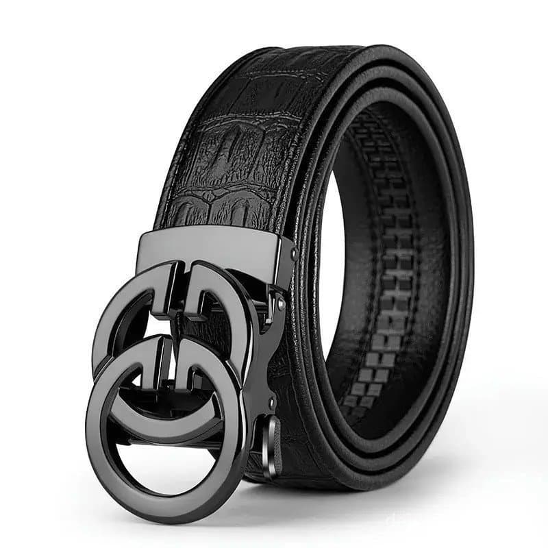 Fivela de cinto de liga metálica, moda masculina, luxo, automática, cinto de couro de alta qualidade, para homens de neg