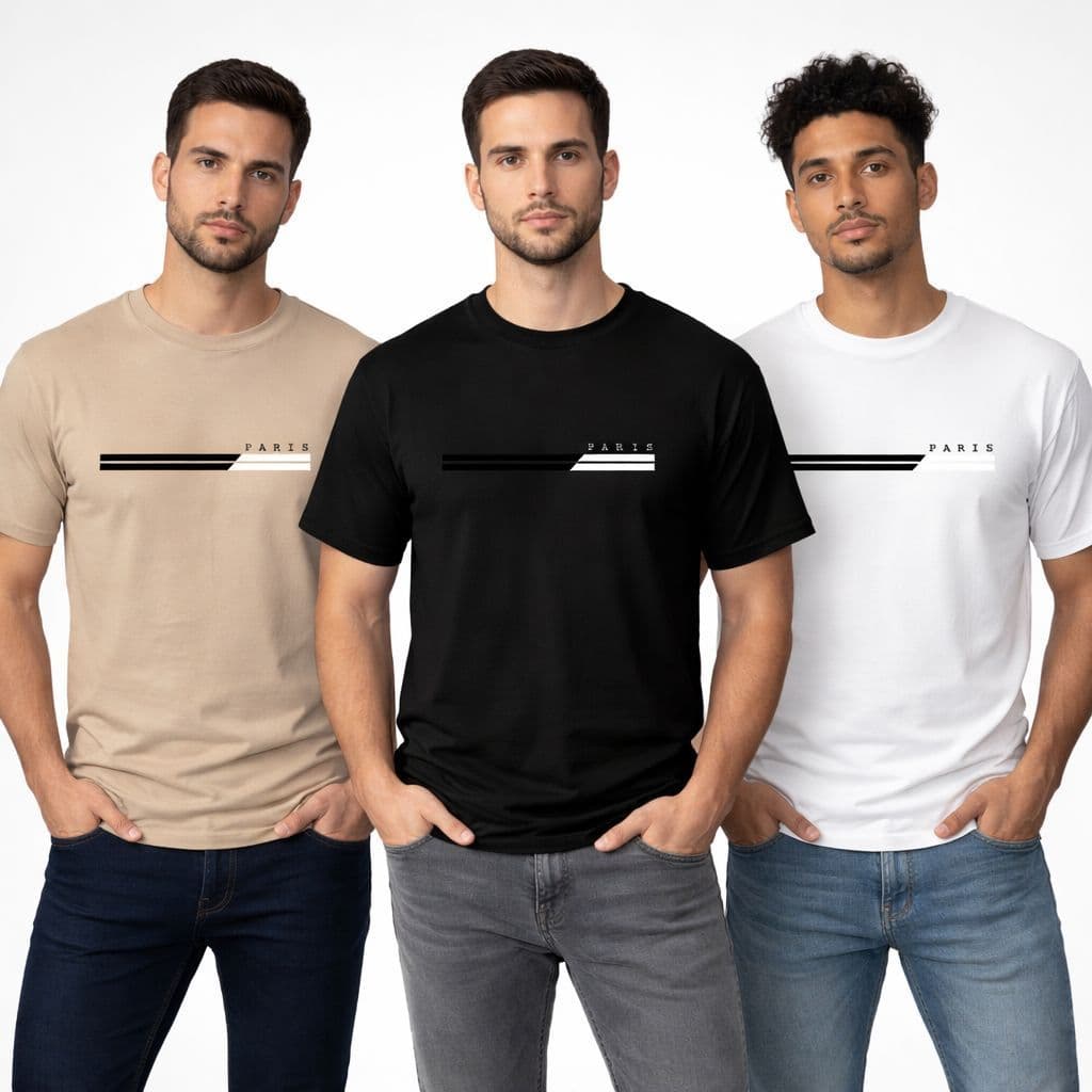 3 Camisetas algodão Paris Estilo Streetwear Estampa Moderna Qualidade Top envio já