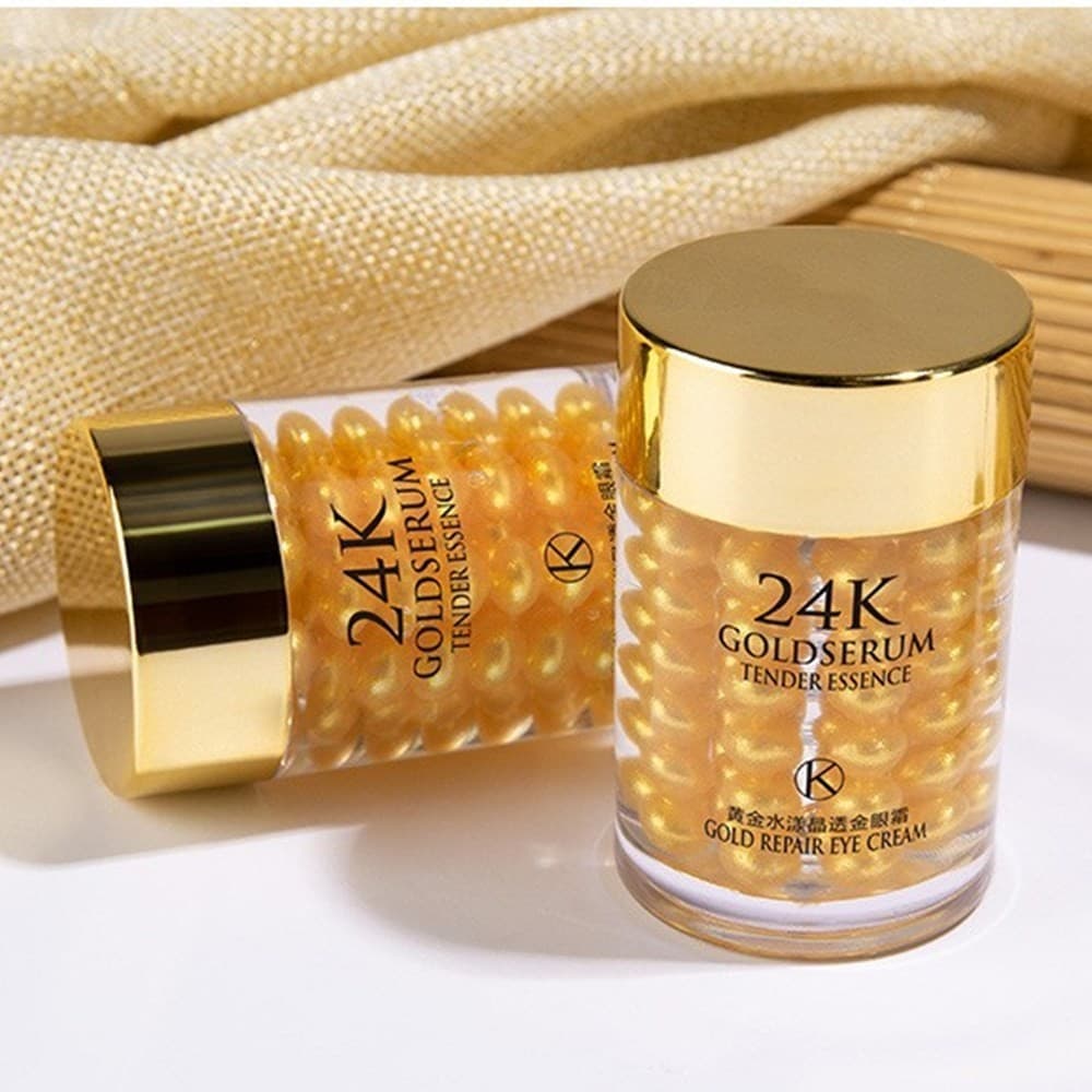 Yizhichun Fanzhen 24K Ouro Aqua Cristal Transparente Ouro Creme para os Olhos Pingfu Linhas Finas Colágeno Revitalizante