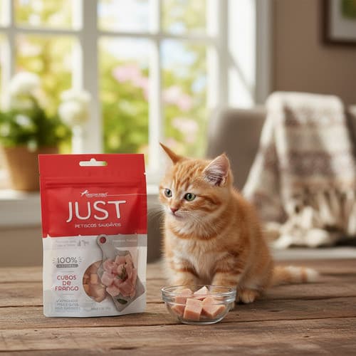 Petisco Para Cães E Gatos Cubos De Frango Desidratados 55g