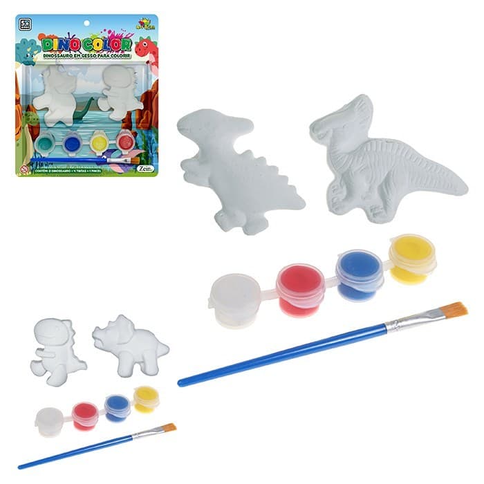 Dino Para Colorir Com Tintas e Pincel Brinquedo Educativo e Criativo