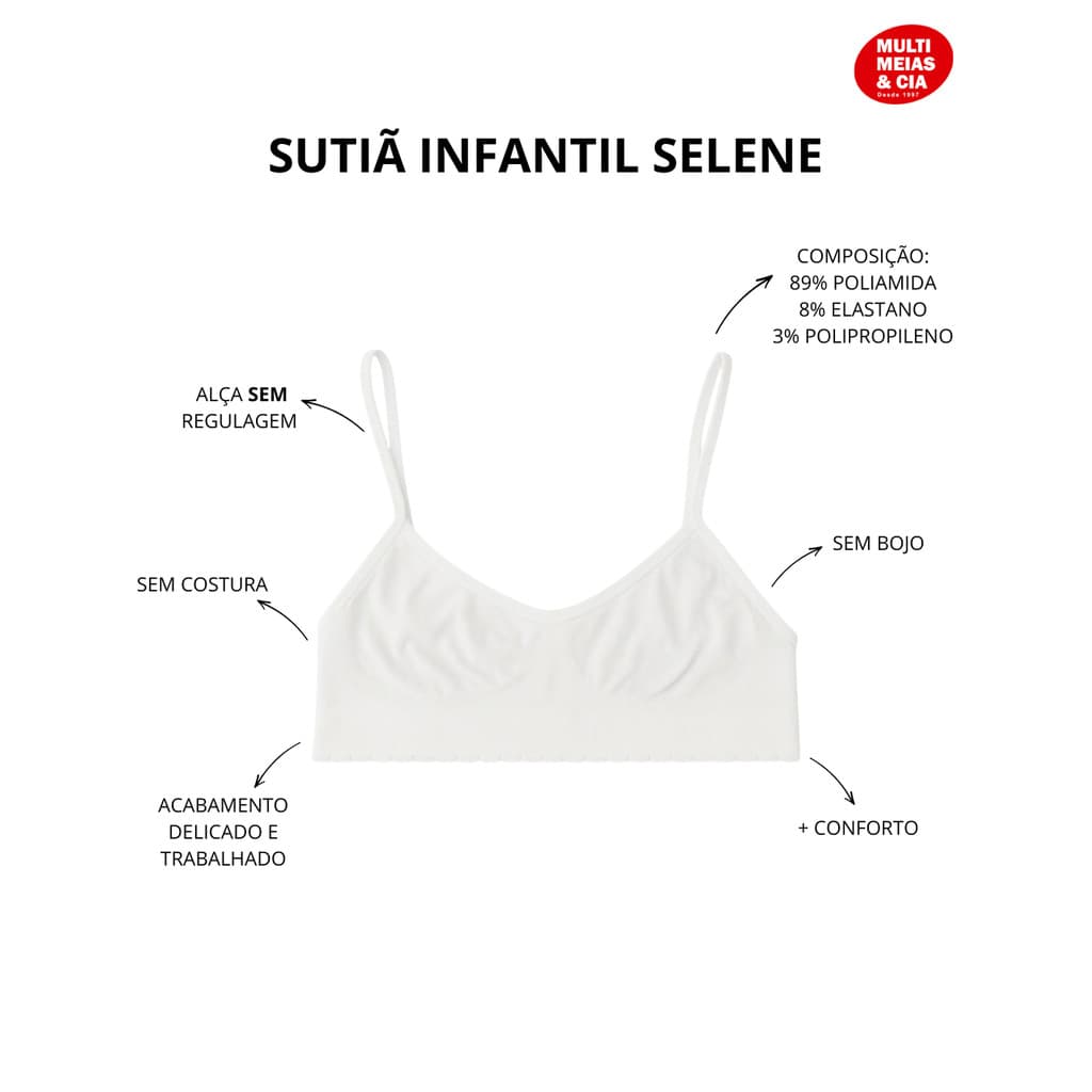 Kit 2 Sutiã Infantil Sem Costura Selene 20600