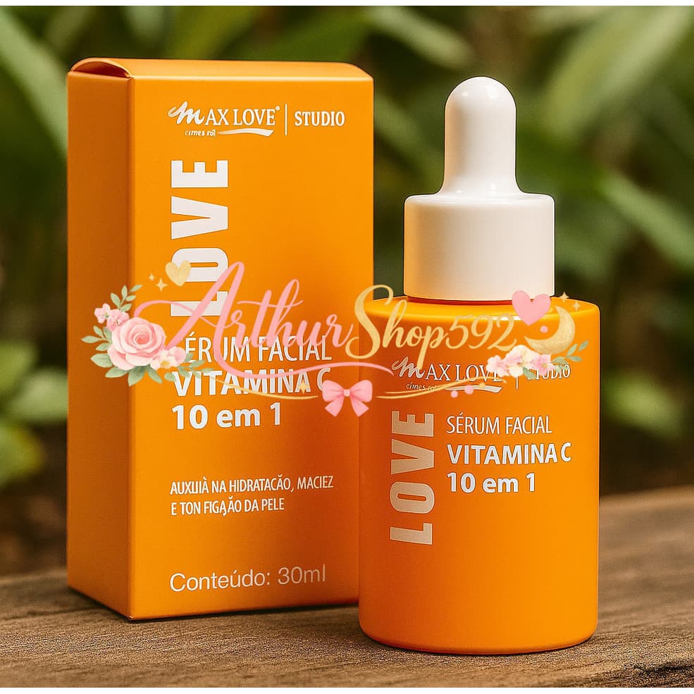 ✨ Sérum Facial Vitamina C 10 em 1 Max Love 30ml – Clareador, Antioxidante e HidratanteTAN3