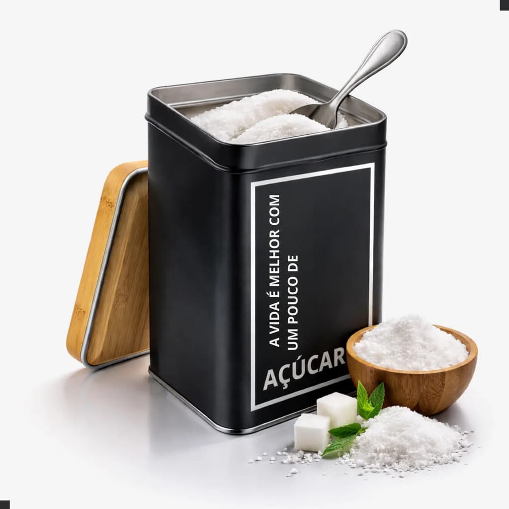 Pote Lata Porta Açucar Café Alimentos Tampa Vedada 1l Metal