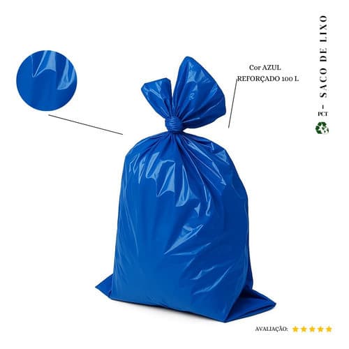 Saco De Lixo 100l Reforçado Azul 50 Und