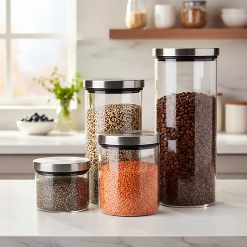 Conjunto De 4 Potes Vidro Borosilicato Tampa Inox Vidro/inox