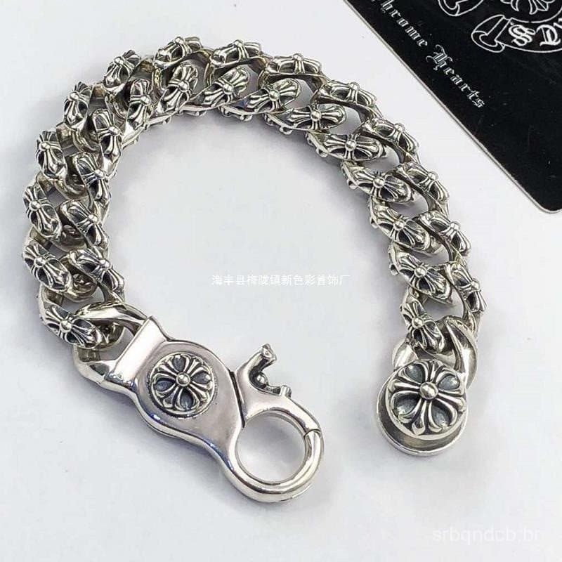 [Preferencial] Pulseira de cruz grossa de coração de corvo de alta qualidade Hip-Hop dominador estilo retrô angustiado p