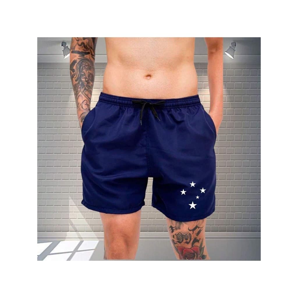 Short Tactel Bermuda Mauricinho Seca Rápido Time Raposa Máfia Azul Estrelas Cruzeiro