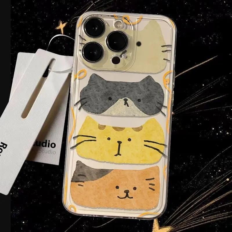 gatinho Capinha Capa Transparente Anti-impacto Gatinho Para iPhone xr/xs 13 11 7/8 12 14 15 16 17 plus air pro max