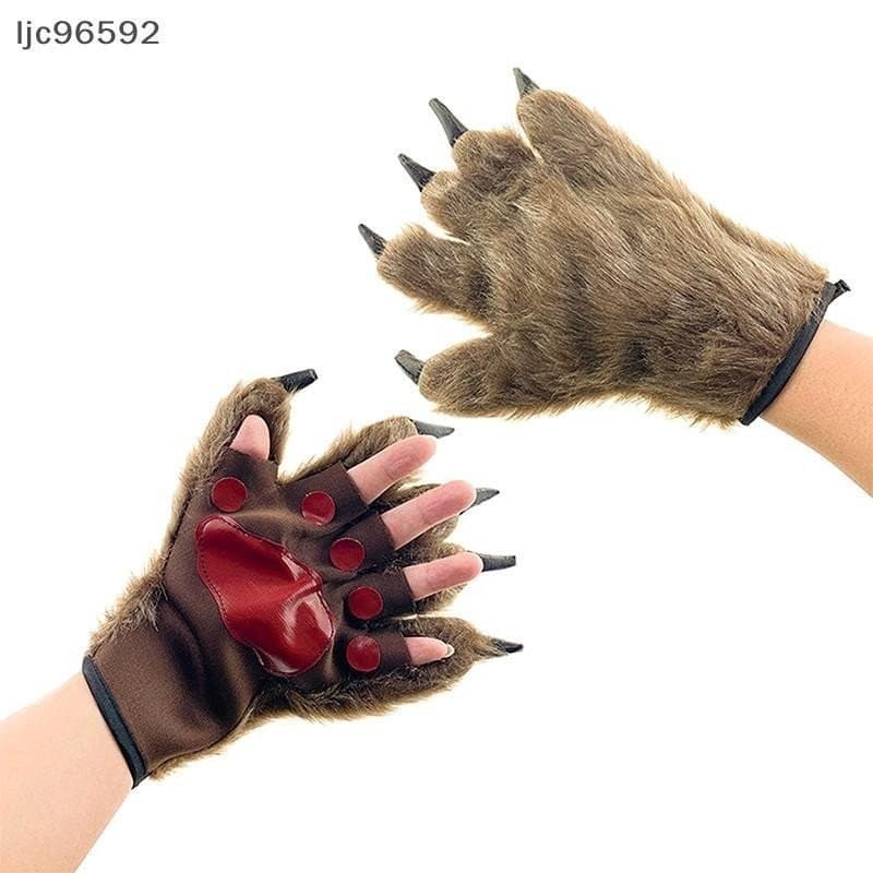 [ljc] 1 Par De Luvas De Lobo De Halloween Criativas De Lobisomem Gorila Engraçadas Maquiagem Palco Mãos Patas Garra Cosp