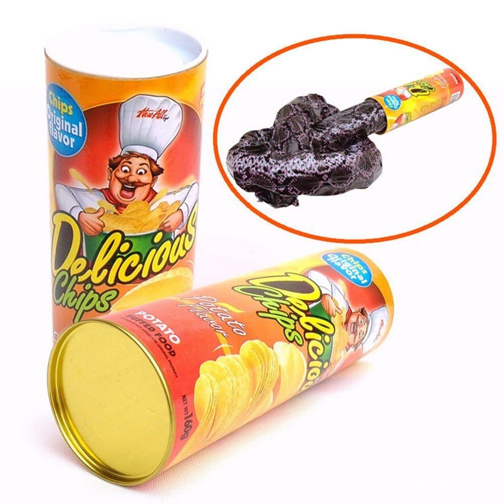 B1R 1 Pcs Truque Batata Chip Lata Novidade Brincadeira Cobra Saltitante Brinquedos Engraçados YL2401