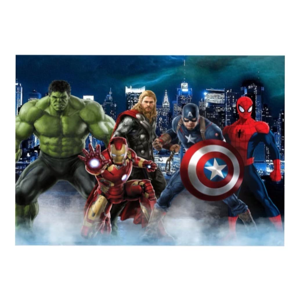 Tapete Retangular Colorido Meninos Quarto Herois Do bem Hu1k Escudo Am3r1c4 Aranha Incrivel 100x140cm