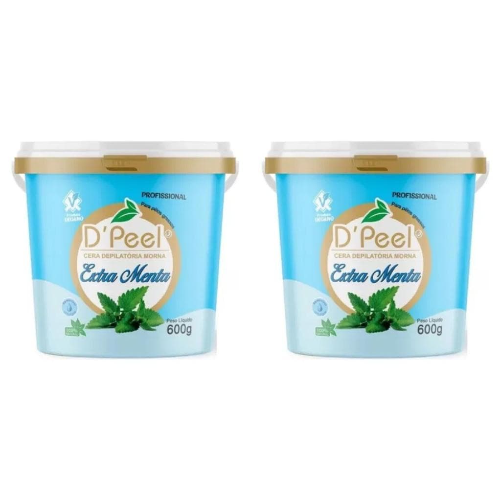 Kit 2 D´Peel - Cera Depilatória Morna 600g - Extra Menta  - Reds