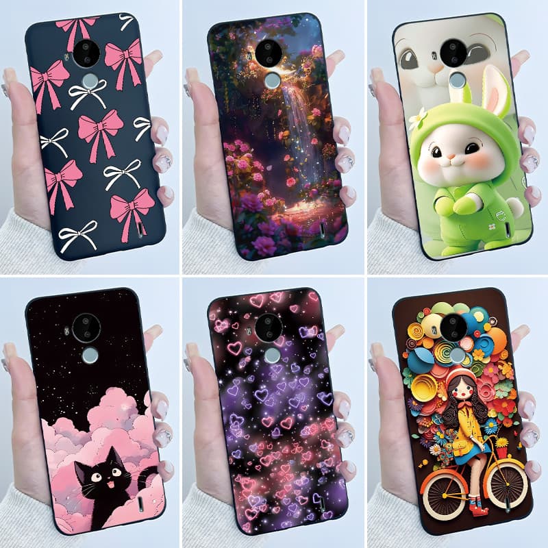 Para Nokia C30 Caso Bonito Amor Coelho Engraçado Dos Desenhos Animados Preto Macio Silicone Capa Protetora C 30 NokiaC30