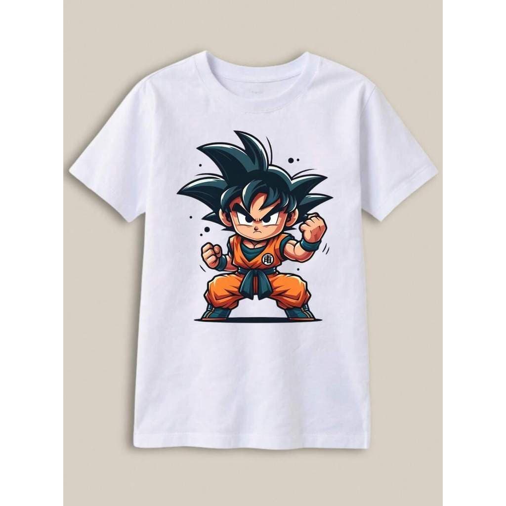 San Prime - Camiseta Estampada Anime Goku Infantil Menino em Algodão 2 a 16 Anos Streetwear