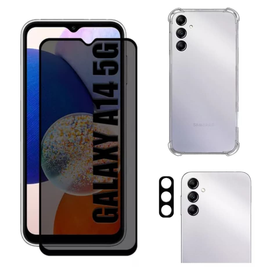 Kit Para Samsung A14 - Película Privativa + Capa + Câmera