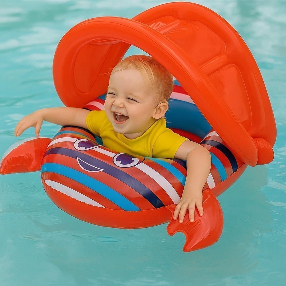 Flutuador Infantil Caranguejo Boia Bebê Piscina Praia Segurança Apoio Braços Verão Água Rosa