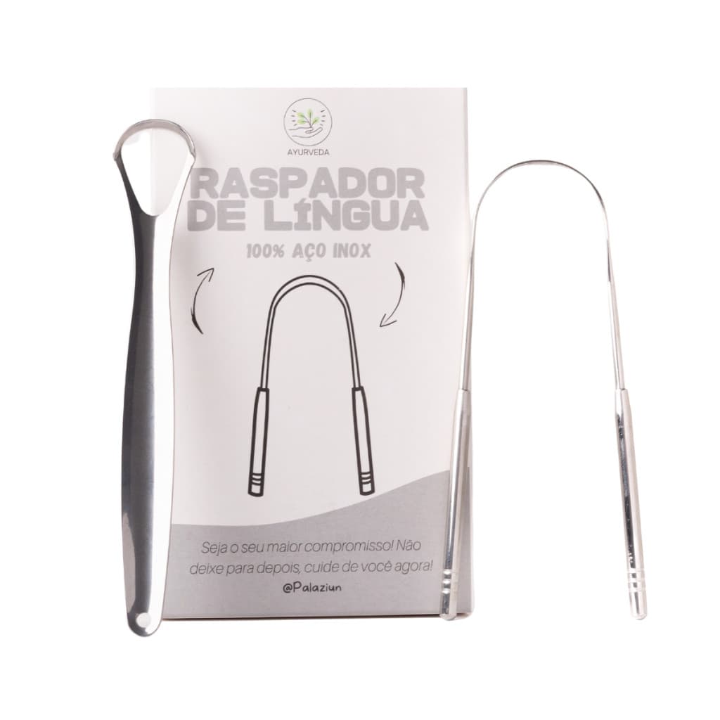 Kit Ferramenta P Limpar Língua 100% Aço Inox Raspagem Lingual Ayurveda Palaziun