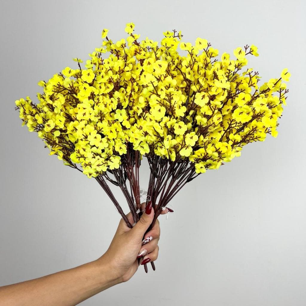 Flores Artificiais Decoração Casa Festa Casamento Gypsophila - A-500 AMARELO CLARO