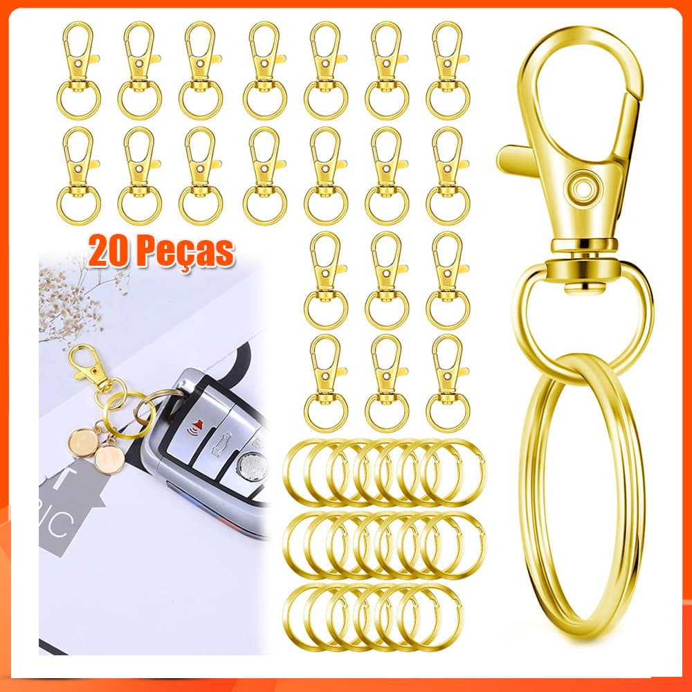 20 peças 32mm Argola para chaveiro de ganchos de chaveiro de faça você mesmo chaveiro joias acessórios de fivela Dourado