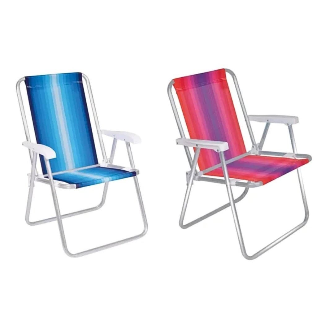 Cadeira De Praia Dobravel Conforto Varanda Alta Piscina 110Kg Sortidas Unitário Oferta -STY