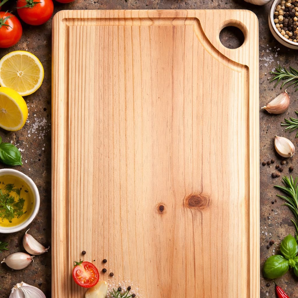 Tábua de Churrasco Madeira 40x30cm com Canaleta – Tábua de Carne Grossa para Cortar e Servir