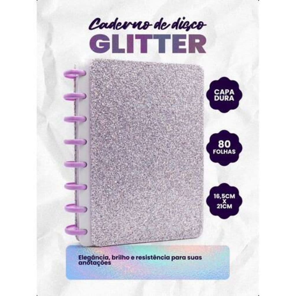 Caderno Inteligente com Glitter A5/A4/B5 dos Sonhos - 80 Folhas | Argolado | Organização com Estilo