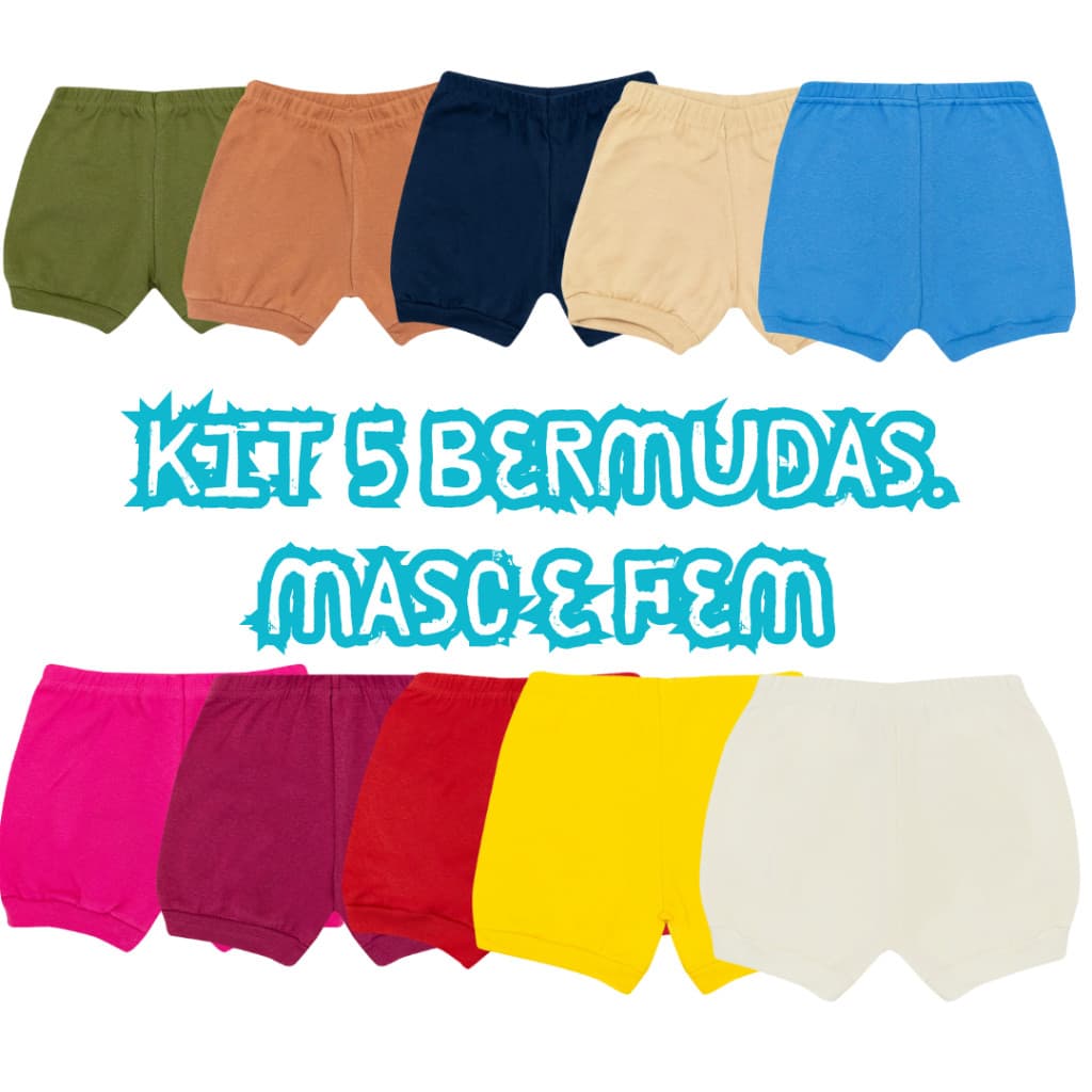 Kit 05 bermudas avulsas menina e menino Roupa de Bebê