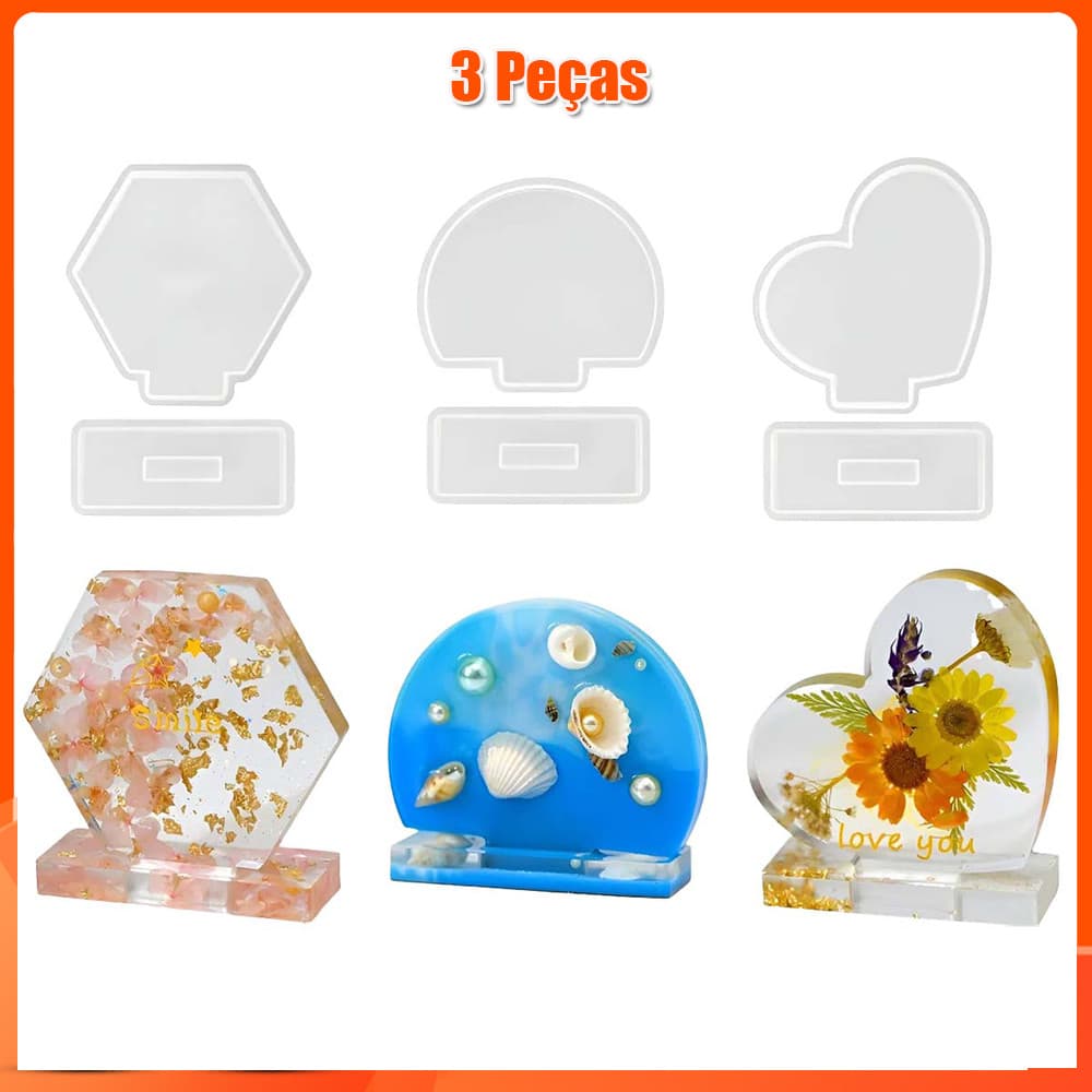 3 peças Moldes de Silicone Resina para Moldagem Molduras Fotos DIY Kits Arte Fabricação Artesanato