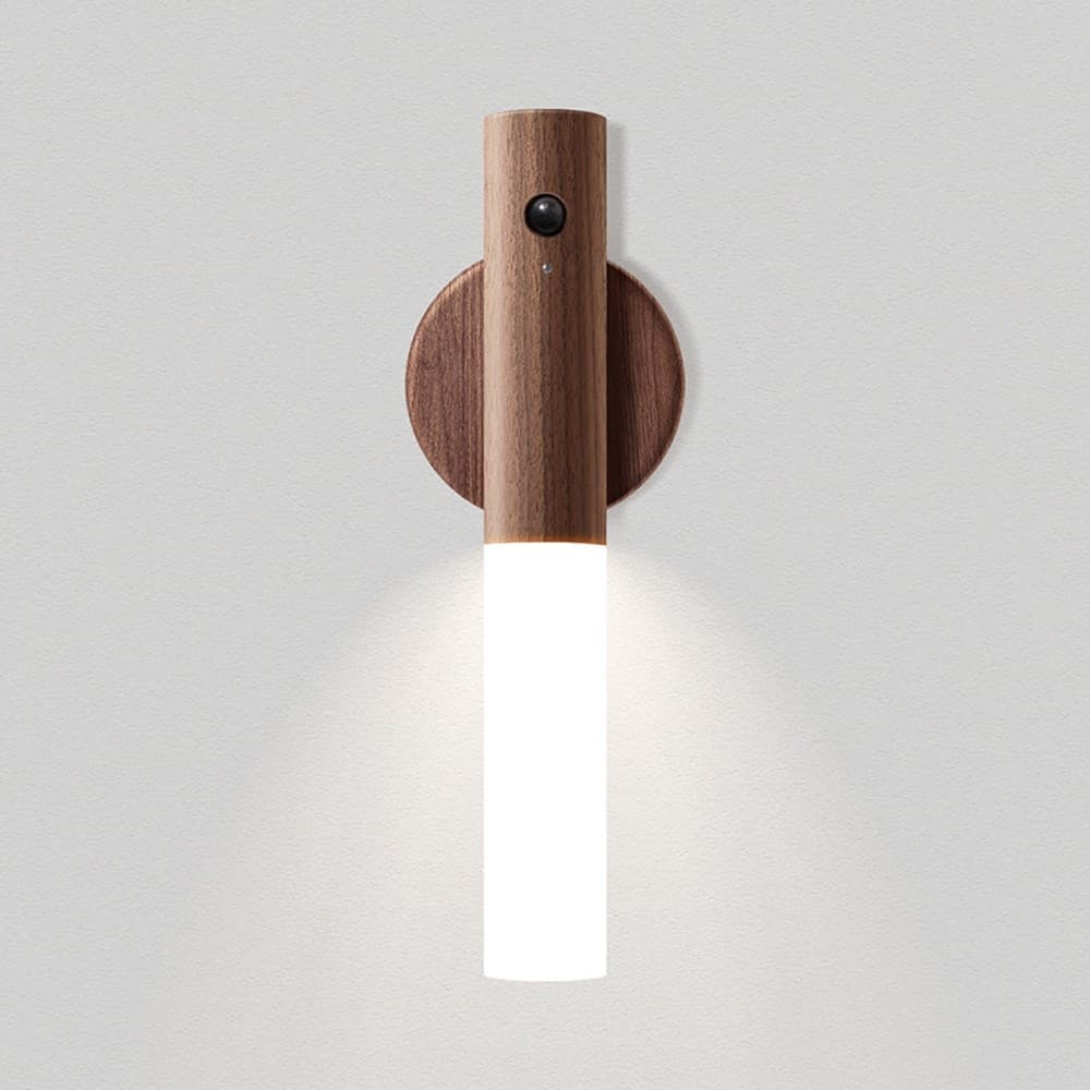 Luminaria Luz Led Recarregável Sensor de Movimento de Madeira Minimalista Para Mesa Parede