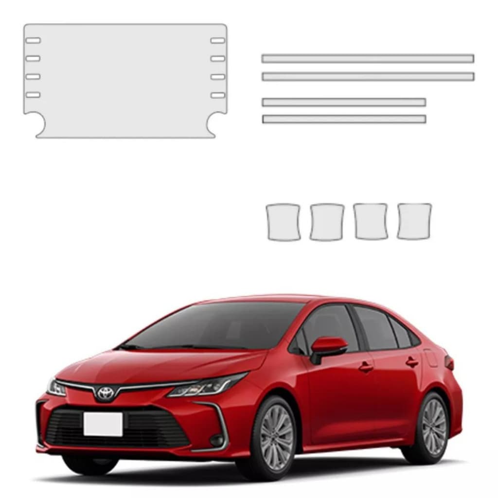 Película proteção PPF antirisco tela multimidia+quina porta+concha corolla midia modelo pioneer