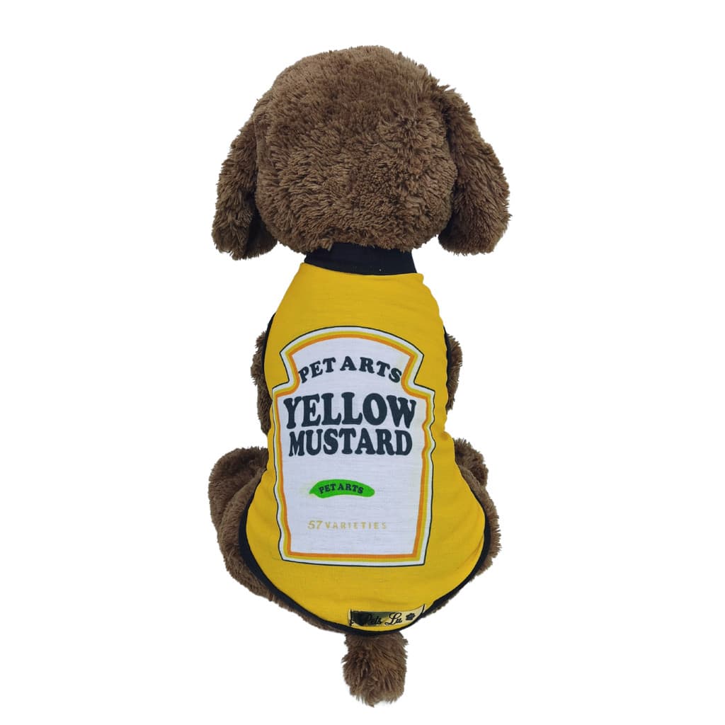Roupa Pet Mostarda Modelo Regata Básica fantasia engraçada cachorro festa