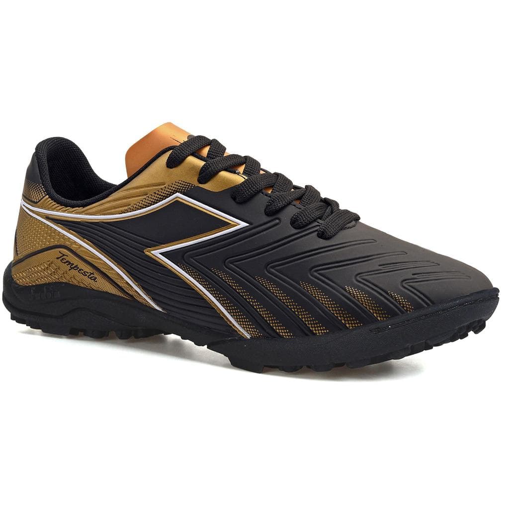 Chuteira Unissex Diadora Tempesta Society Preto e  Dourado