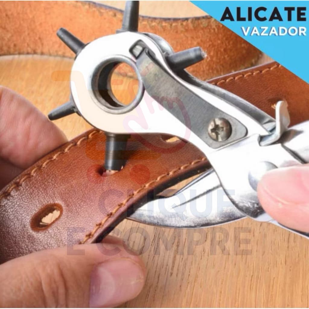 Alicate Vazador 6 Furos para Couro, EVA, Cintos e Chinelos Furador Ajustável Resistente