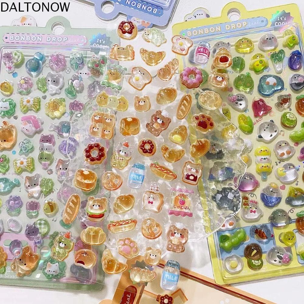 Adesivo De Gota De Animal Doce DALTONOW , Adesivos Estéticos Fofos De Decoração 3D , Álbum Kawaii Diário DIY Toy Sticker