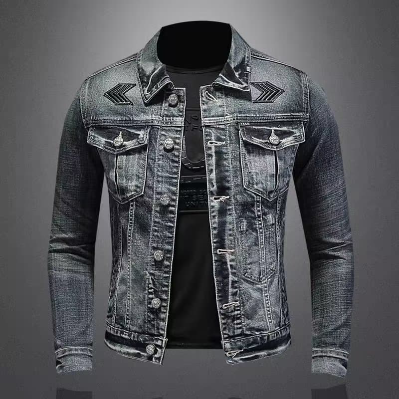 Outono inverno americano Retro Denim jaqueta masculina novo estilo bonito na moda magro-ajuste All-match Multi-bolso jaq