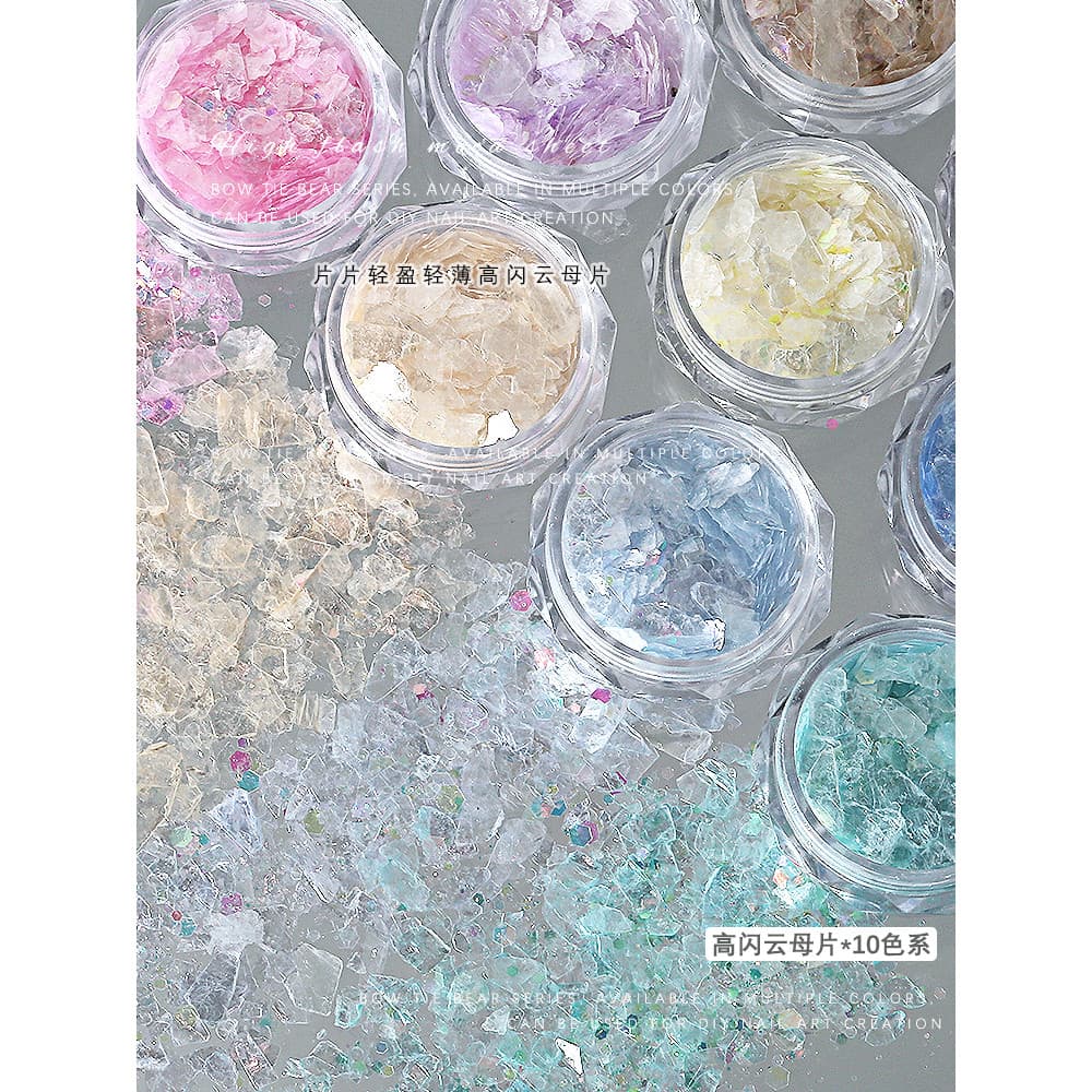 Peças de mica acessórios de Manicure Irregular alto Flash peças de mica transparente Ultra-fino concha peças de mica dec