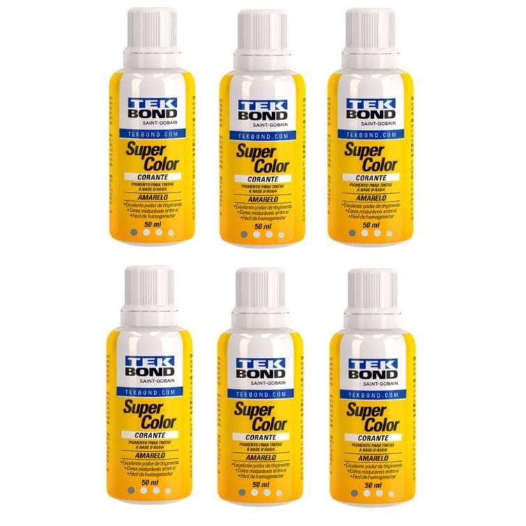 Kit 6 Corante Liquido Amarelo 50ml Tekbond