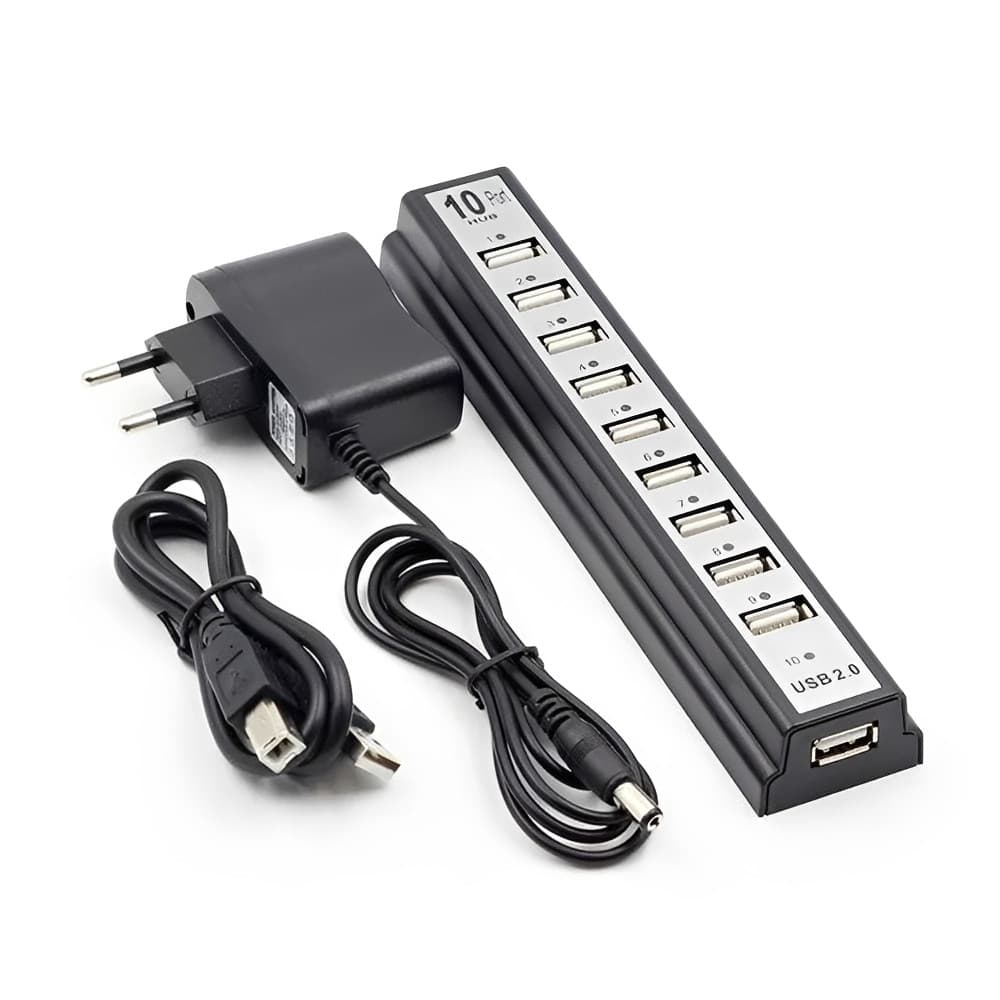 Hub USB 2.0 10 Portas Transmissão de 480 Mbps Proteção contra Sobrecarga Baixo Consumo de Energia